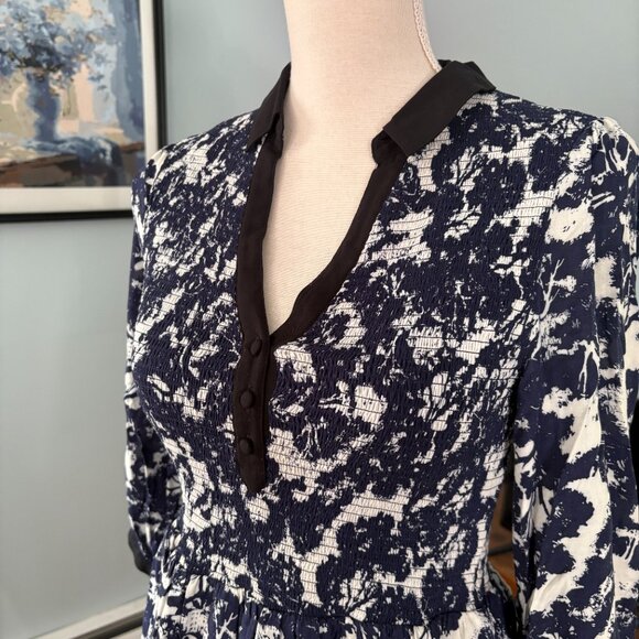 Anthropologie Sketchbook Shirt Dress size 6 P petite Edme & Esyllte navy white S - Picture 4 of 10